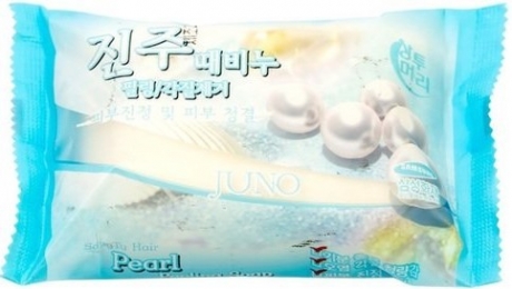 291077 "Juno" "Peeling Soap Pearl" Косметическое мыло с жемчугом 150гр  1/120