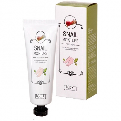 Jigott Snail Moisture Foot Cream Увлажняющий охлаждающий крем для ног с муцином улитки 100 мл