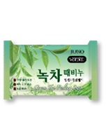 090037 "Juno" "Peeling Soap Green Tea" Косметическое мыло с зеленым чаем  150 г 1/120