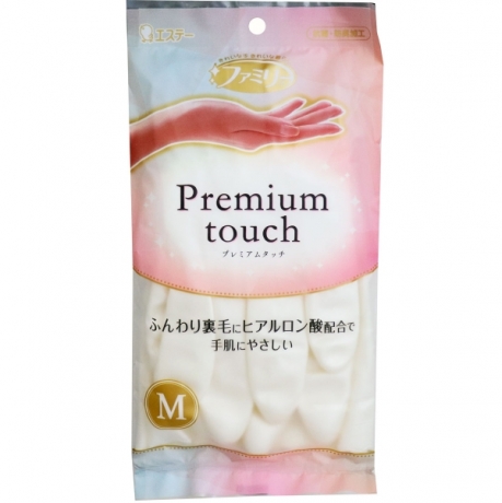 ST Family Premium touch Перчатки  для бытовых и хозяйственных нужд (винил, пропитаны гиалуроновой кислотой, средней толщины) размер M (белые)) 