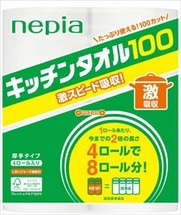 NEPIA Кухонные бумажные полотенца 100 отрезков (4 рулона)