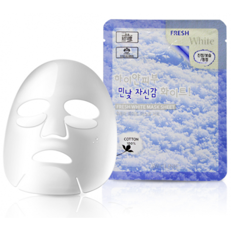 3W CLINIC Fresh White Mask Sheet Маска тканевая для выравнивания тона лица 23 мл 